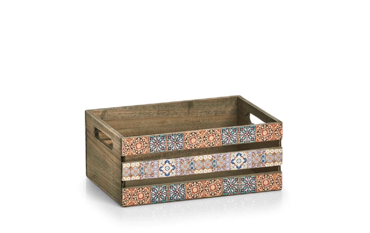 Aufbewahrungskiste Mosaik 24 x 14 x 13.5 cm, MehrfarbigDeko-Kiste aus Holz