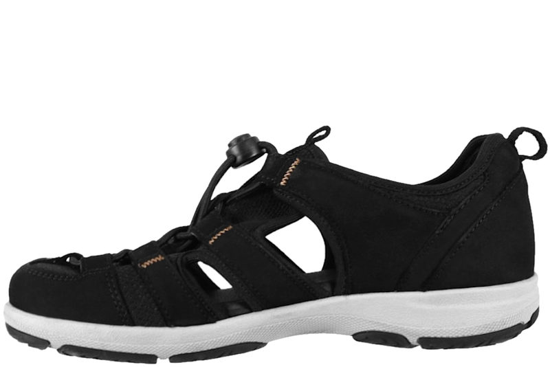 NEW FEET TRAVE SANDAL I SORT NUBUCK MED LUKKET TÅ