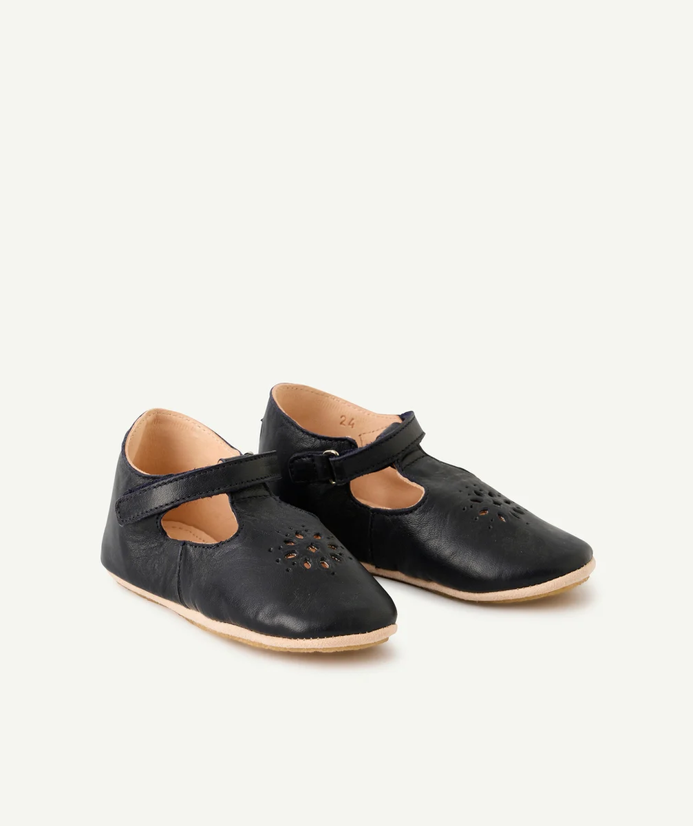 EASY PEASYCHAUSSONS EN CUIR BLEU MARINE