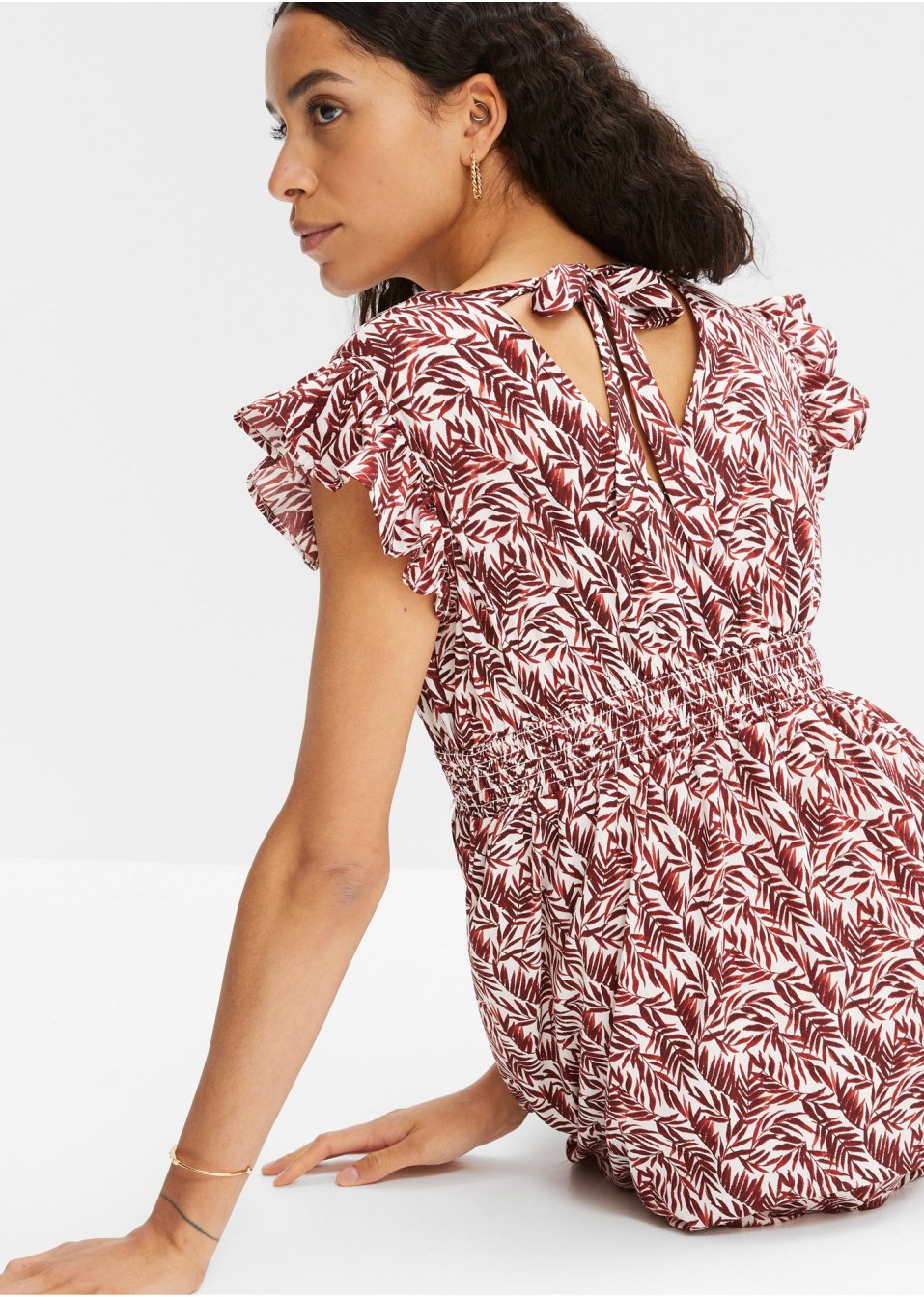 Robe midi à manches papillon