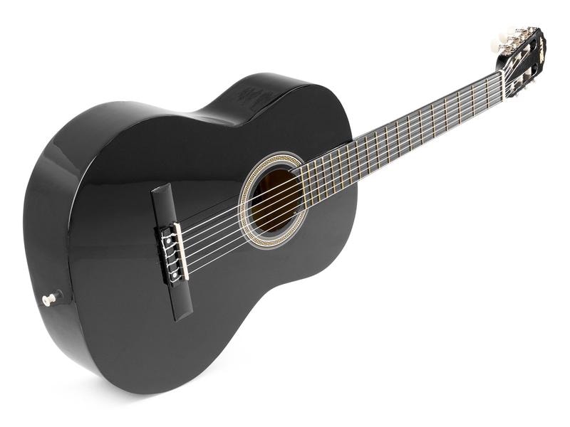 MAX Akustikgitarre SoloArt Set Schwarz Klassische Gitarre mit Zubehör