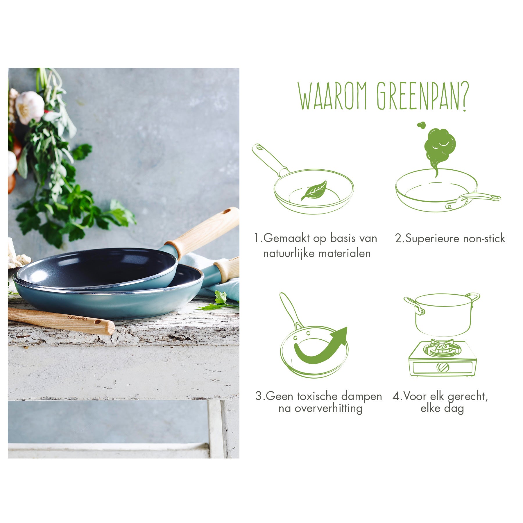 Greenpan Mayflower Pannenset 2-delig met Spatel