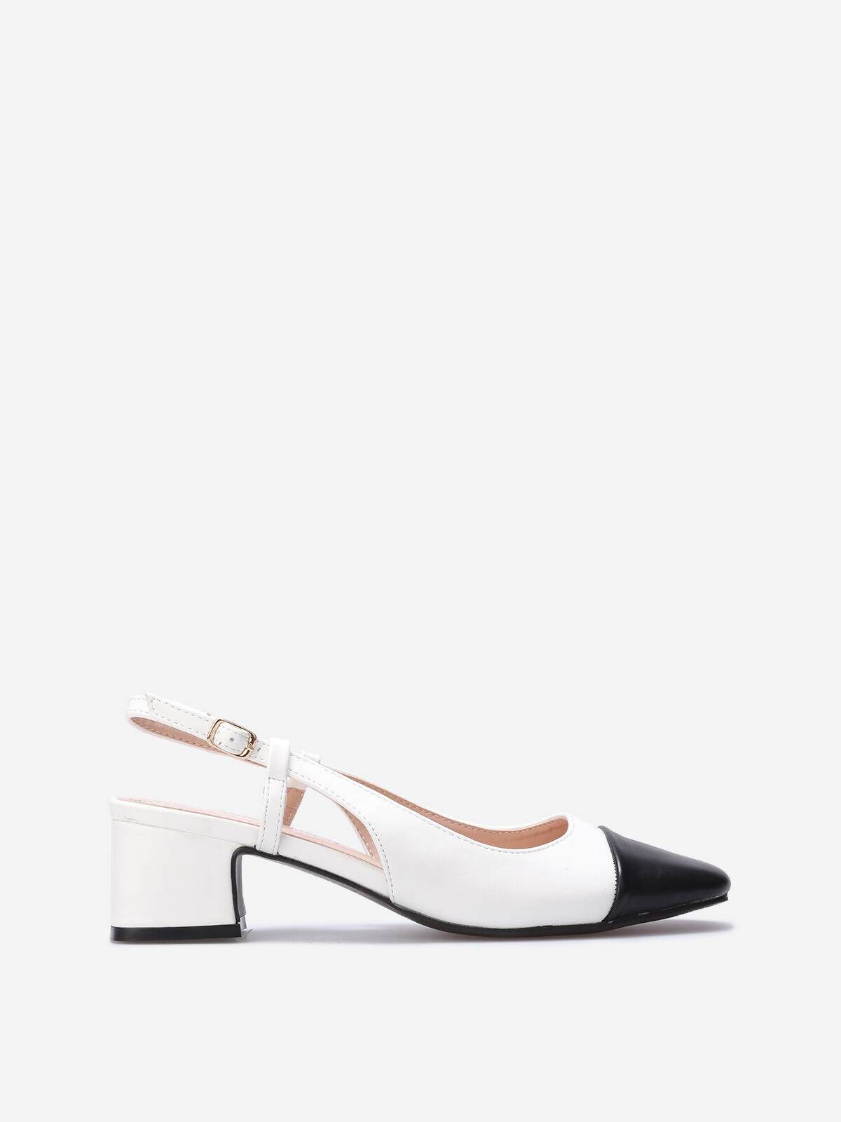 Escarpins slingback bicolores- Blanc