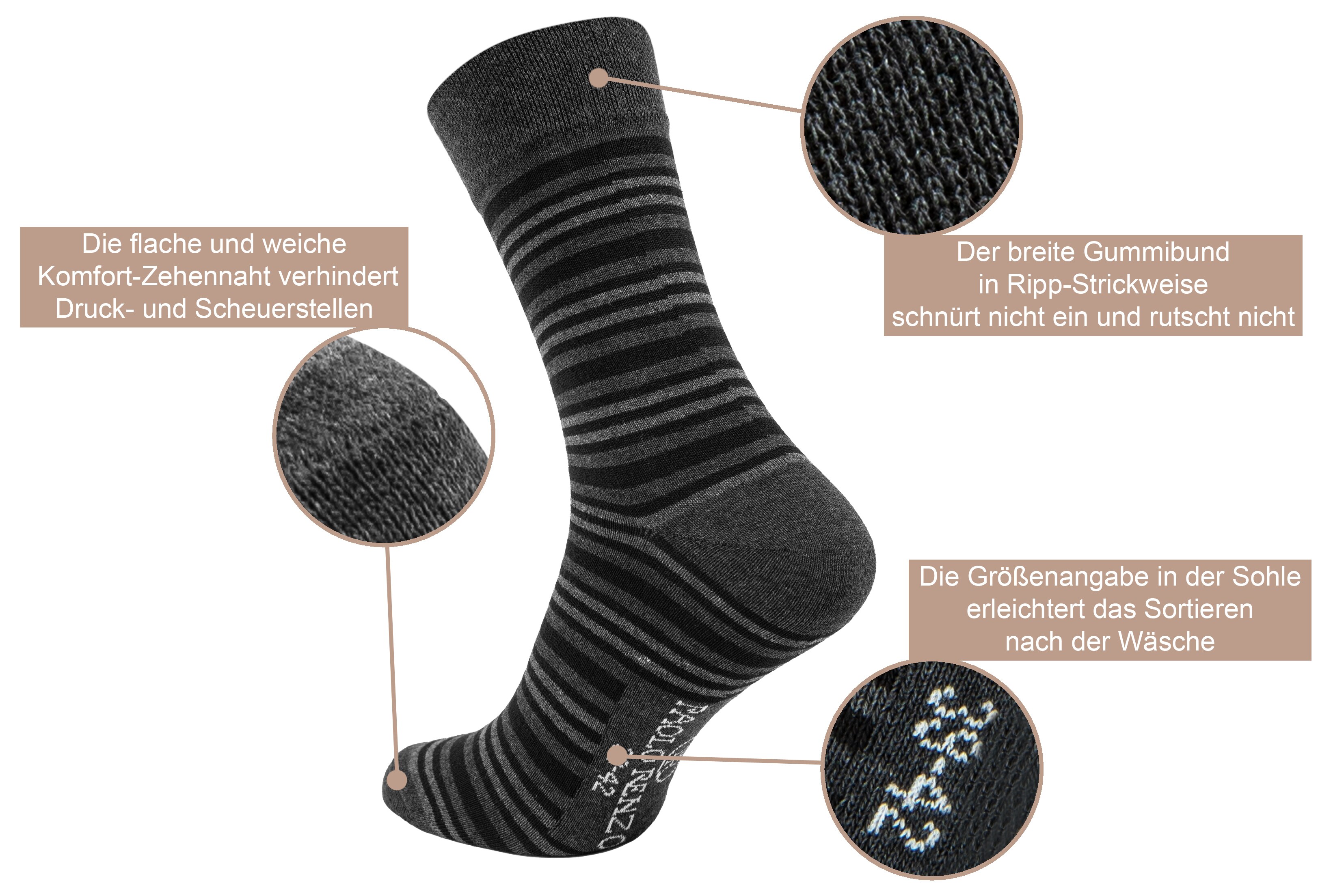 Paolo Renzo® Business Socke gemustert 15 Paar - Größe 43/46