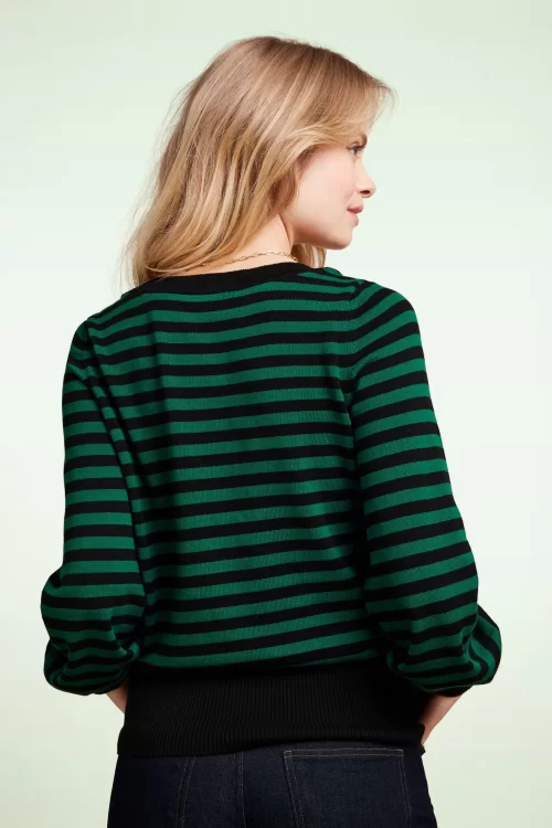 King Louie Marie Bell Loop Stripe top in peacock groen