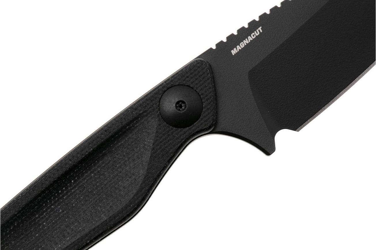 Benchmade Dacian 203BK-02 Black Cerakote CPM MagnaCut, Black Canvas Micarta vaststaand mes, lederen en kydex schede
