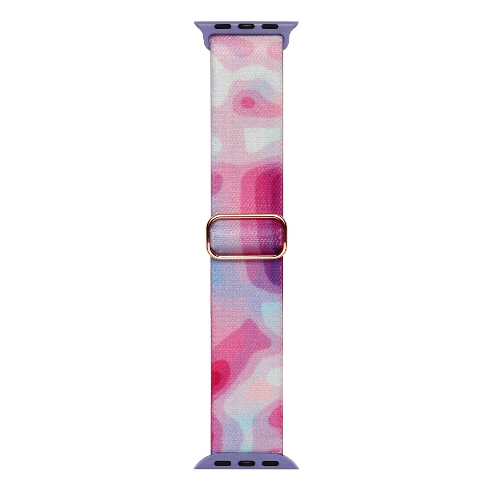 Apple Watch (49/46/45/44 mm) Elastisches Nylon Gummi Armband (Gelenkumfang: 150-220mm) - Weiss / Pink / Violett