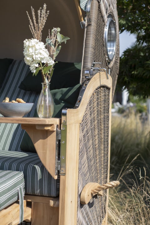 Strandstoel Rantum teak PE grijs design 500