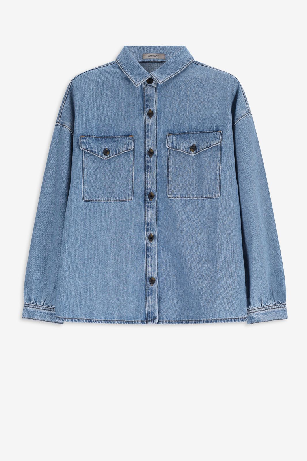 Lichtblauwe denim blouse