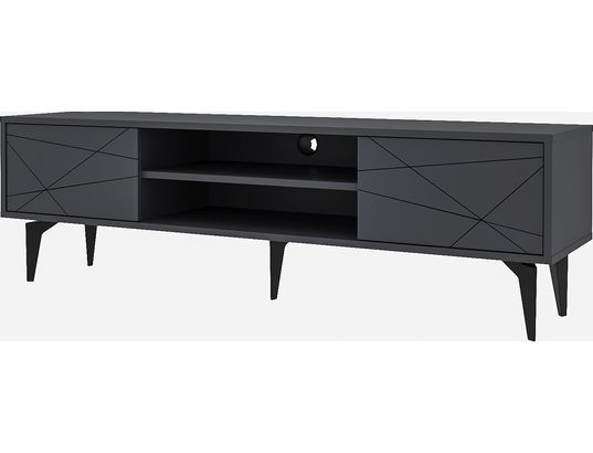 CONCEPT1 - Meuble TV Brendon anthracite 160 x 29,6 x h48,2 cm