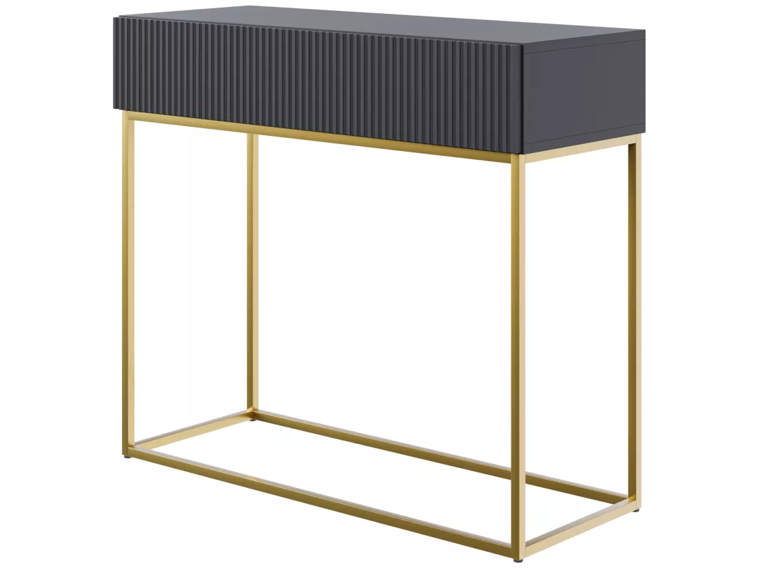 Table console - 90 cm - noir avec pieds dorés - VELDIO