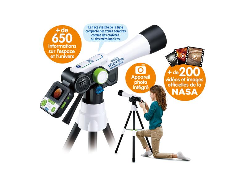 Vtech Genius XL Téléscope Vidéo interactif -FR- Digitales Teleskop auf Stativ inklusive NASA-Inhalten und Sammelkarten