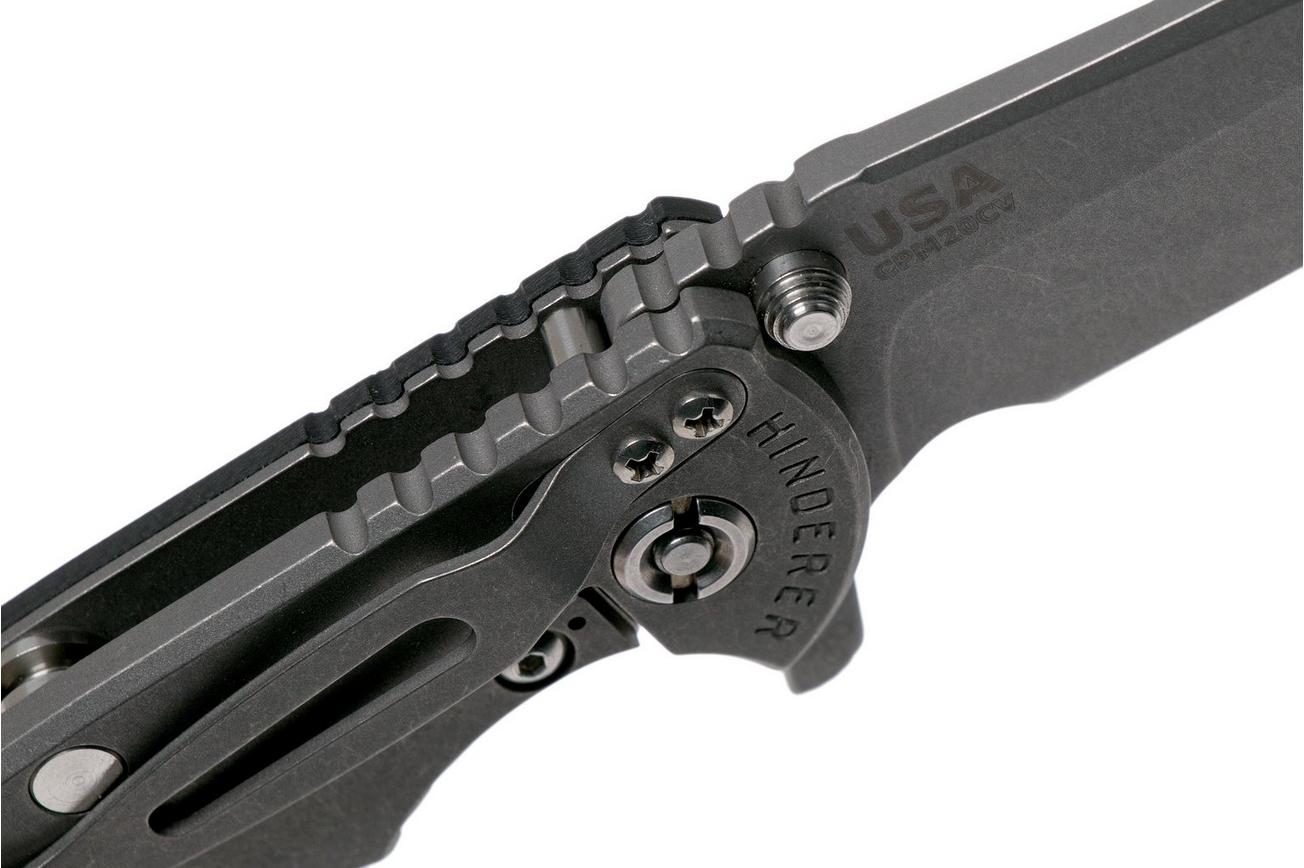 Rick Hinderer XM18 3,5” Spearpoint CPM 20CV, Working Finish, Black G10, zakmes
