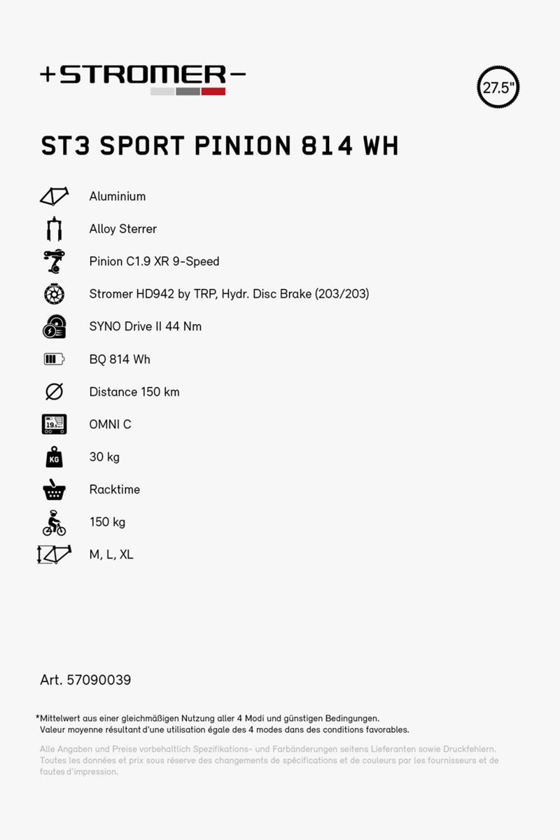 Stromer ST3 Sport Pinion 27.5 E-Bike 2024