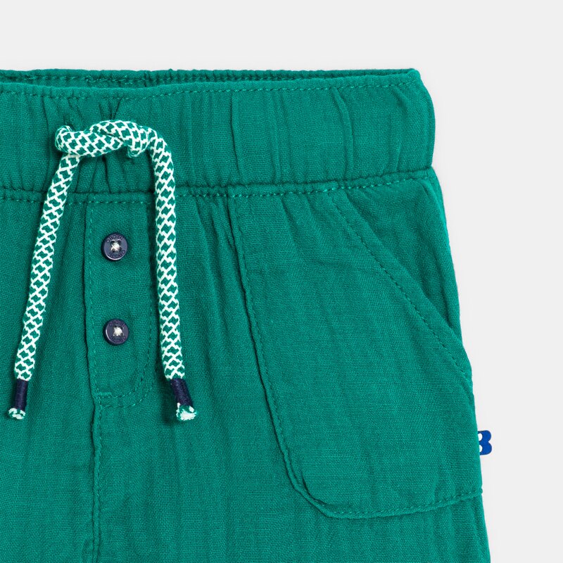 Short coton léger gaufré vert bébé garçon Vert