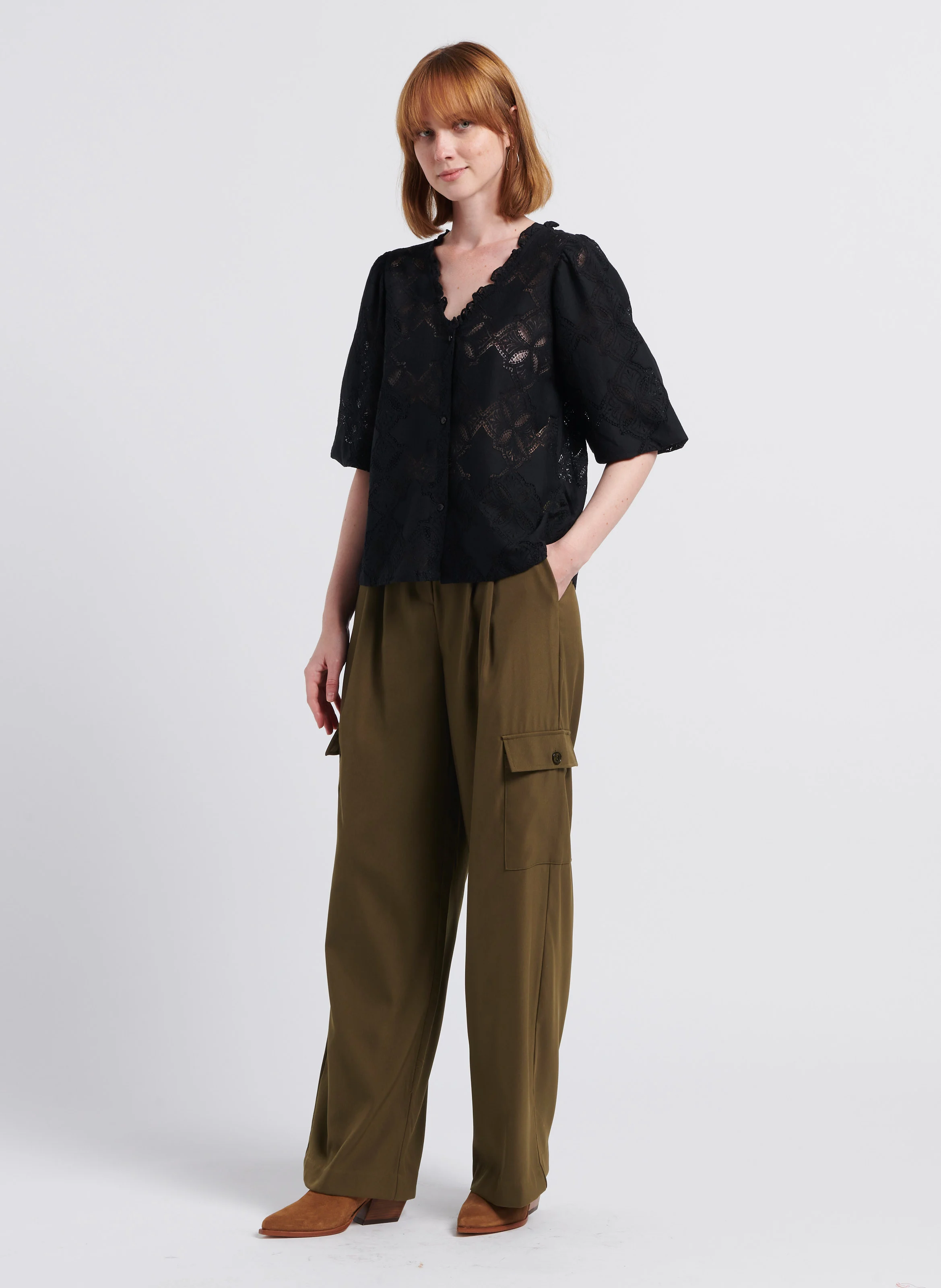 WINNIE MIA - Pantalon cargo fluide| Kaki