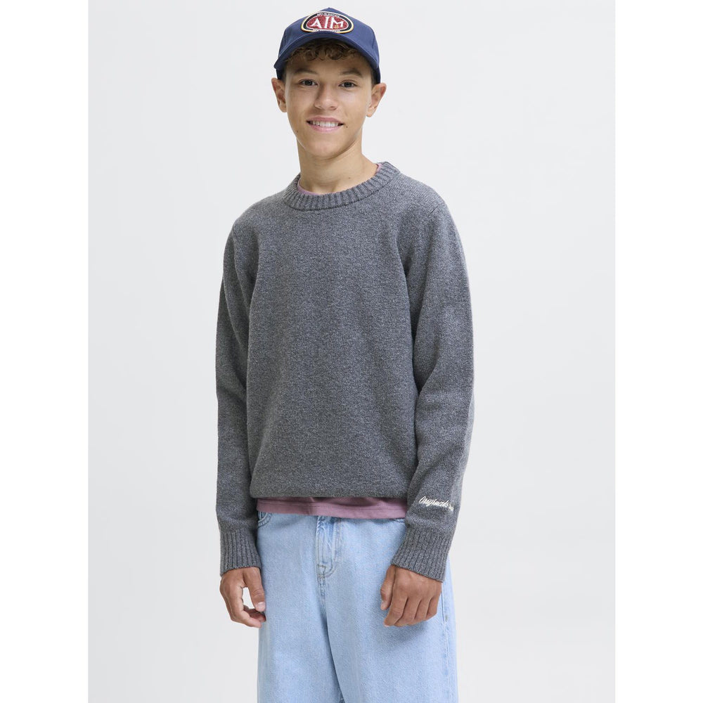 Køb Jack & Jones Junior Dark Grey Melange Jornorrebro Strik Crew Neck Ln Jnr