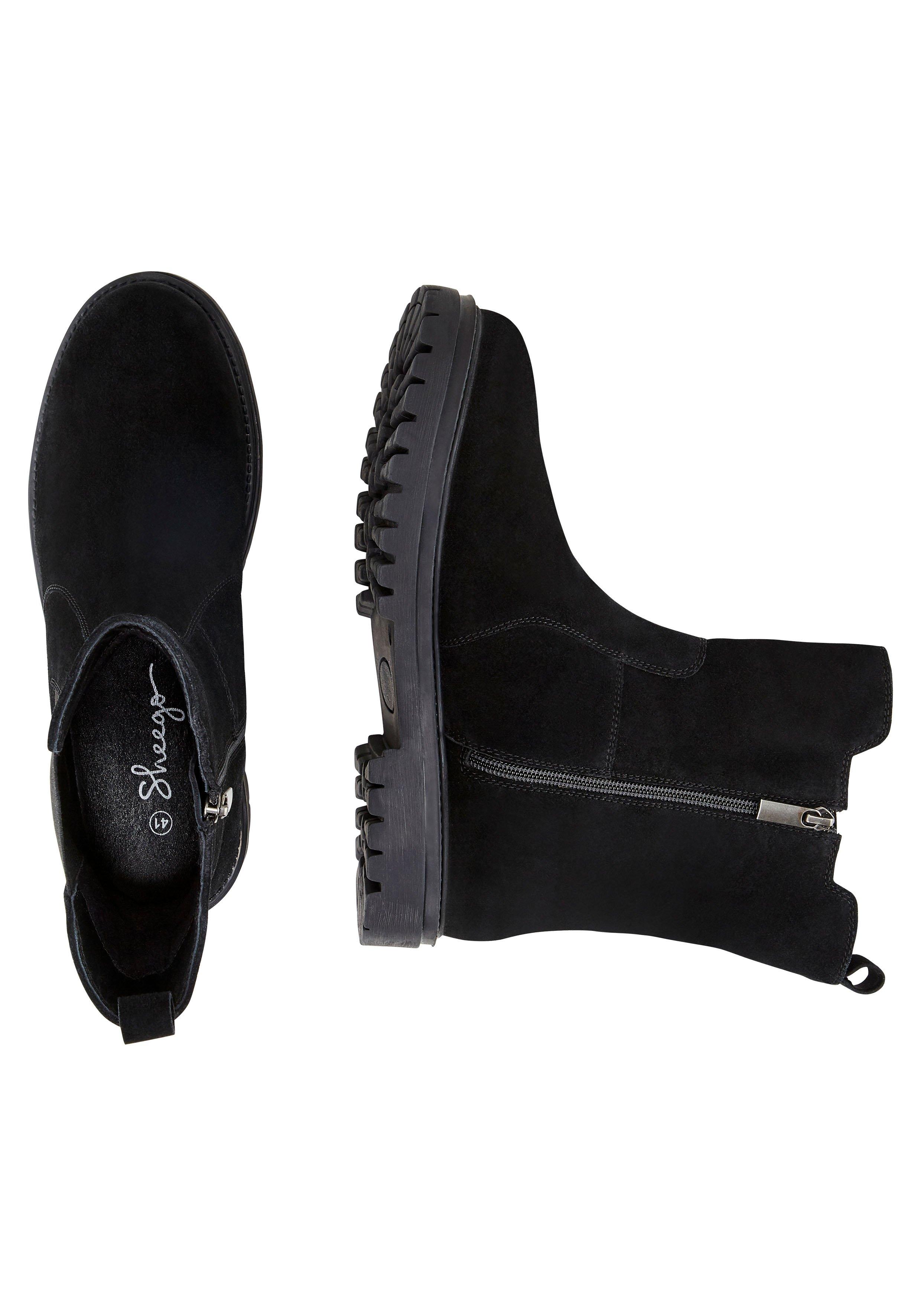 Leder-Schlupfboots mit breitem Stretcheinsatz