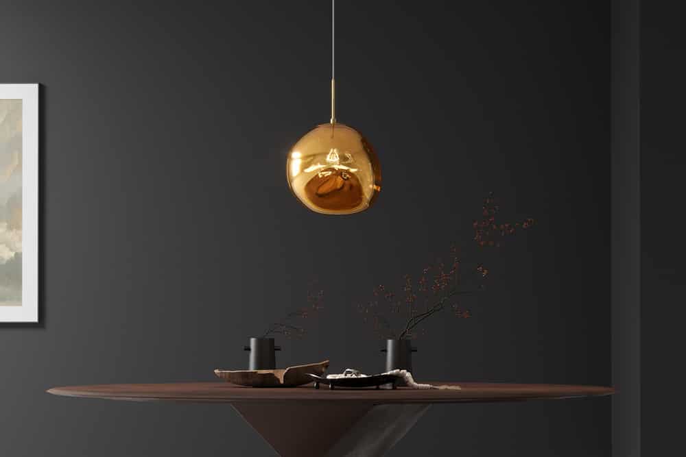 Runde Hängelampe LIQUID DIAMOND 35cm gold Glas Stahl Kugelleuchte