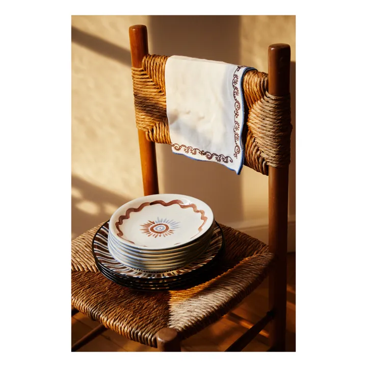 Tressé Assiette à dessert à motifs | Marron