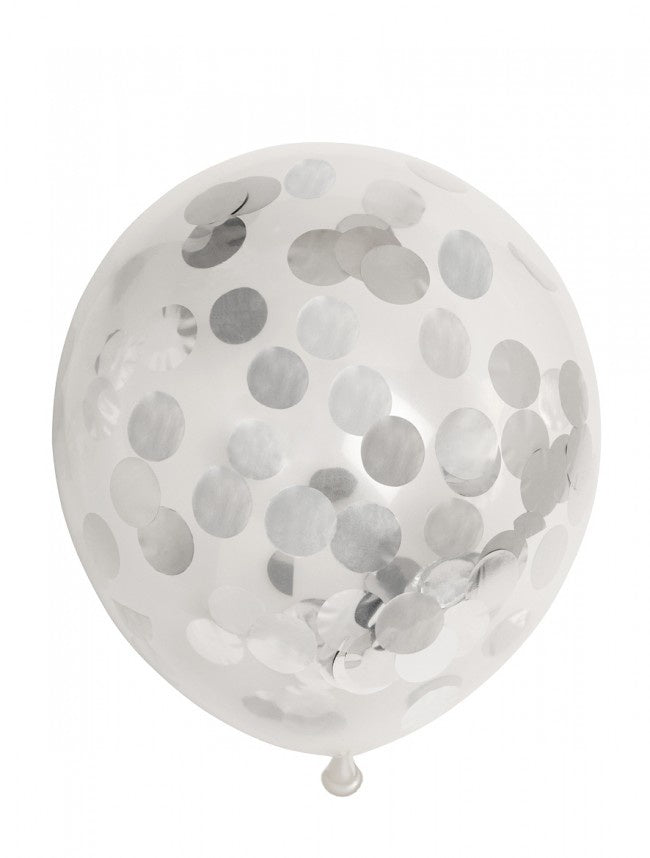 Confetti Ballonnen Zilver 30cm 6st