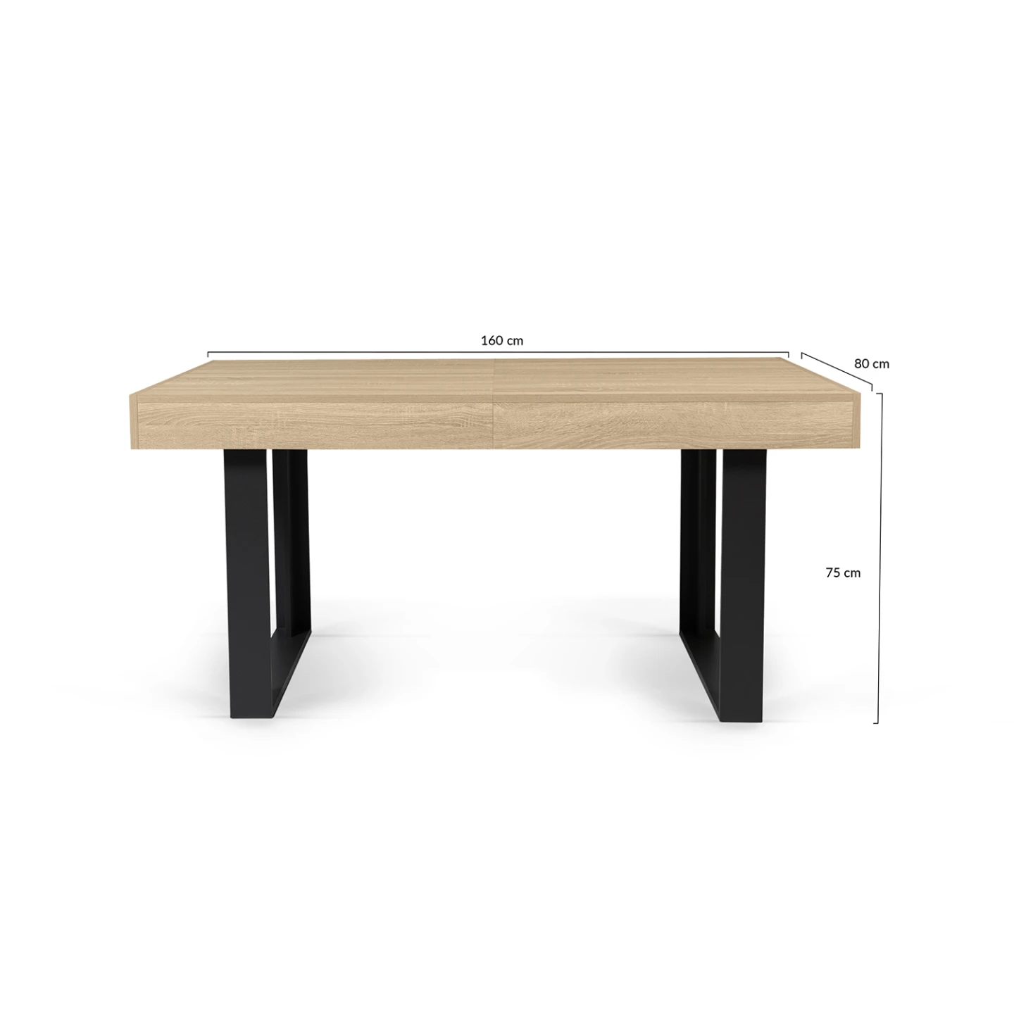 Table à manger extensible rectangle PHOENIX 4-8 personnes bois et noir 160-200 cm
