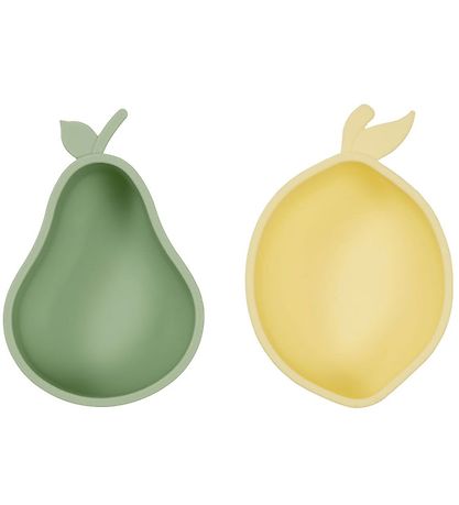 OYOY Snacksk?le - 2-pak - Silikone - Lemon & Pear - Yellow/Green