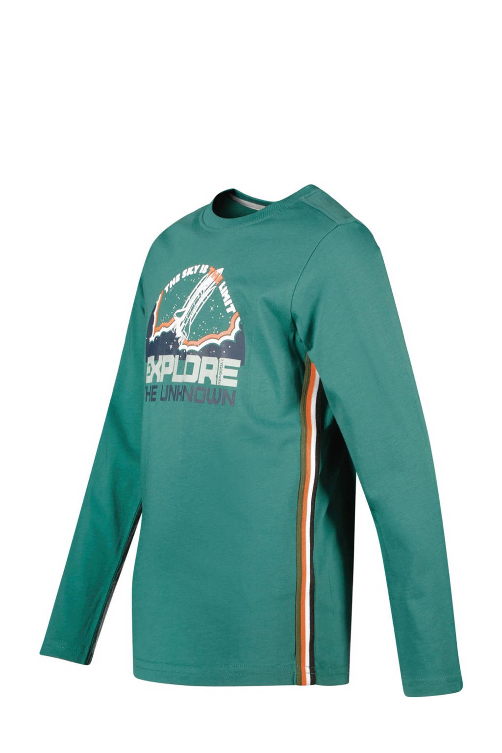 TYGO & vito longsleeve Mason met contrastbies zeegroen