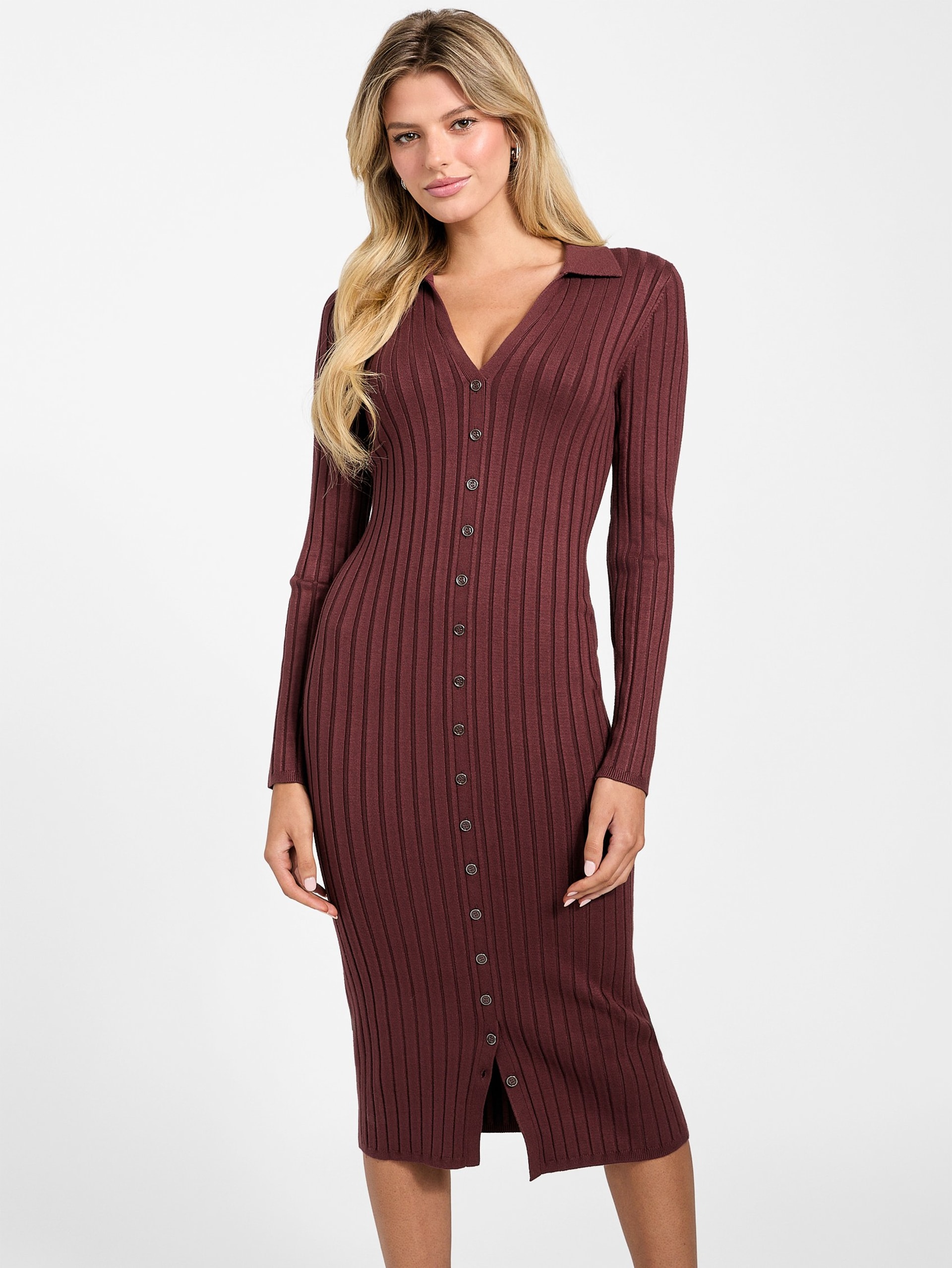 Vestido de malha canelada Eco Miranda