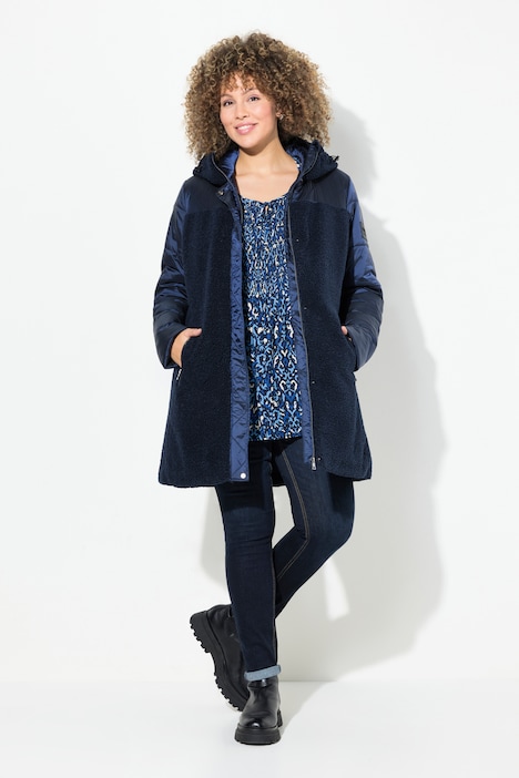 Jacke, Stepp/Teddyfleece, Kapuze, Zipptaschen