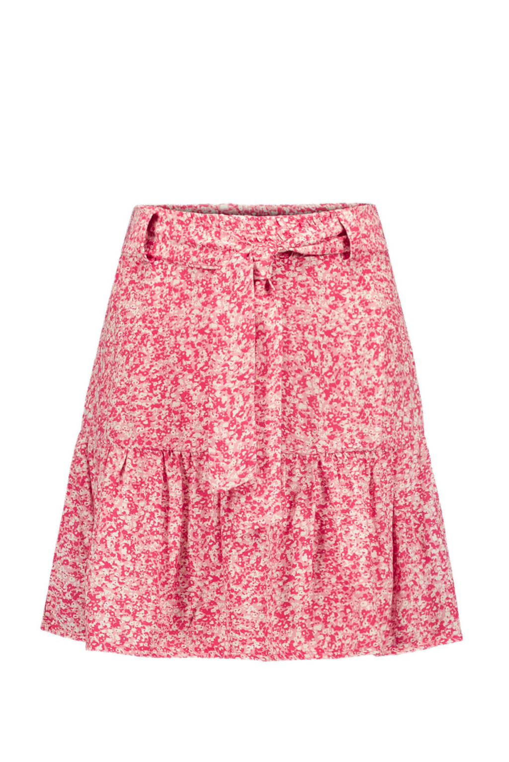 Like Flo rok met all over print en ceintuur roze