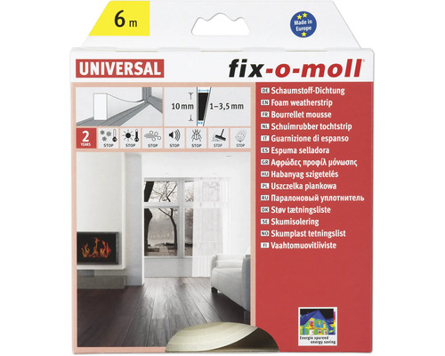 fix-o-moll zelfklevende schuimafdichting, wit, 6 m, 1-3,5 x 10 mm
