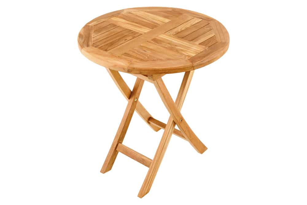 Massiver Gartentisch EMPIRE TEAK 70cm natur Teakholz rund klappbar Balkontisch Outdoor