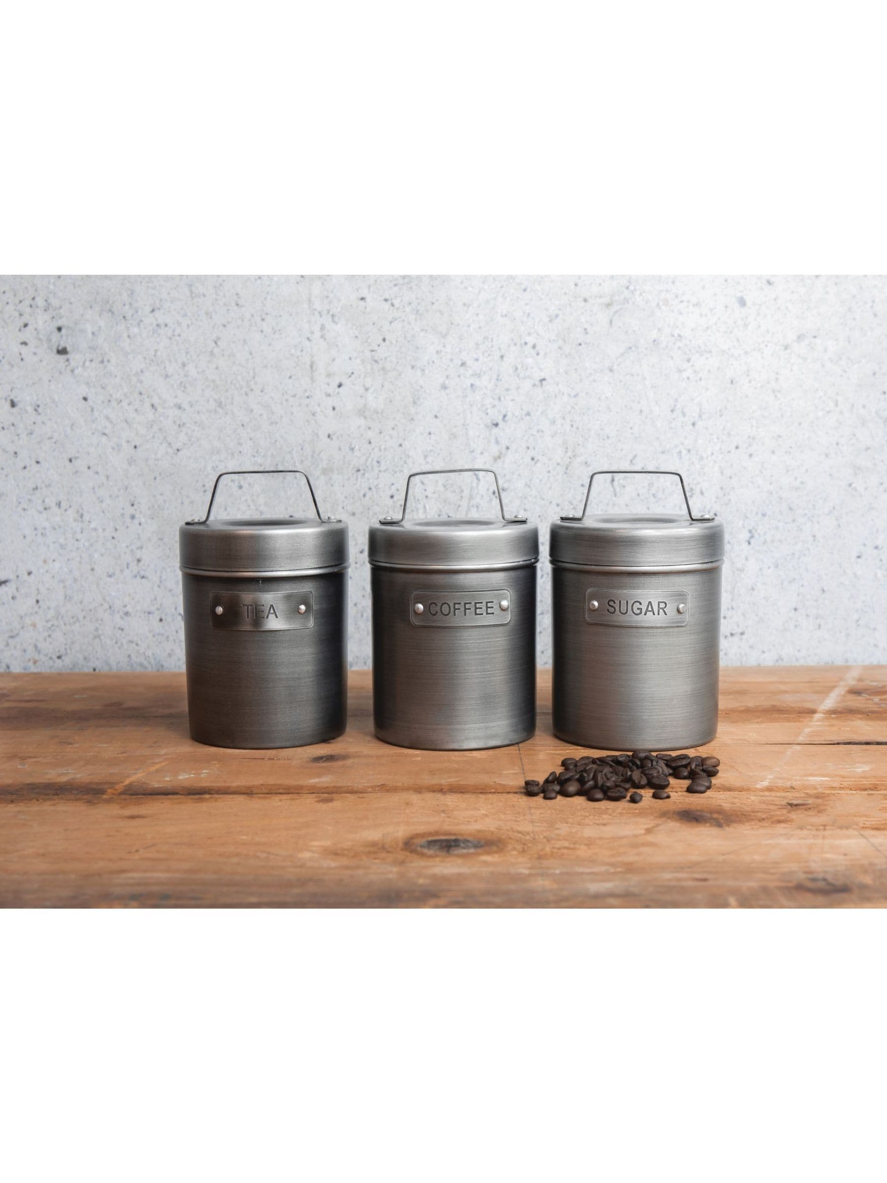 Kitchencraft Set of 4 Metal Coffee Sugar and Tea Canisters