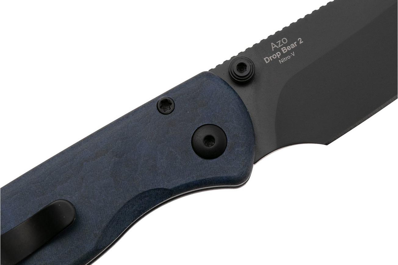 Kizer Vanguard Drop Bear 2, V3619-2CS1 Black DLC Nitro-V, Blue Canyon Richlite, zakmes, Azo design