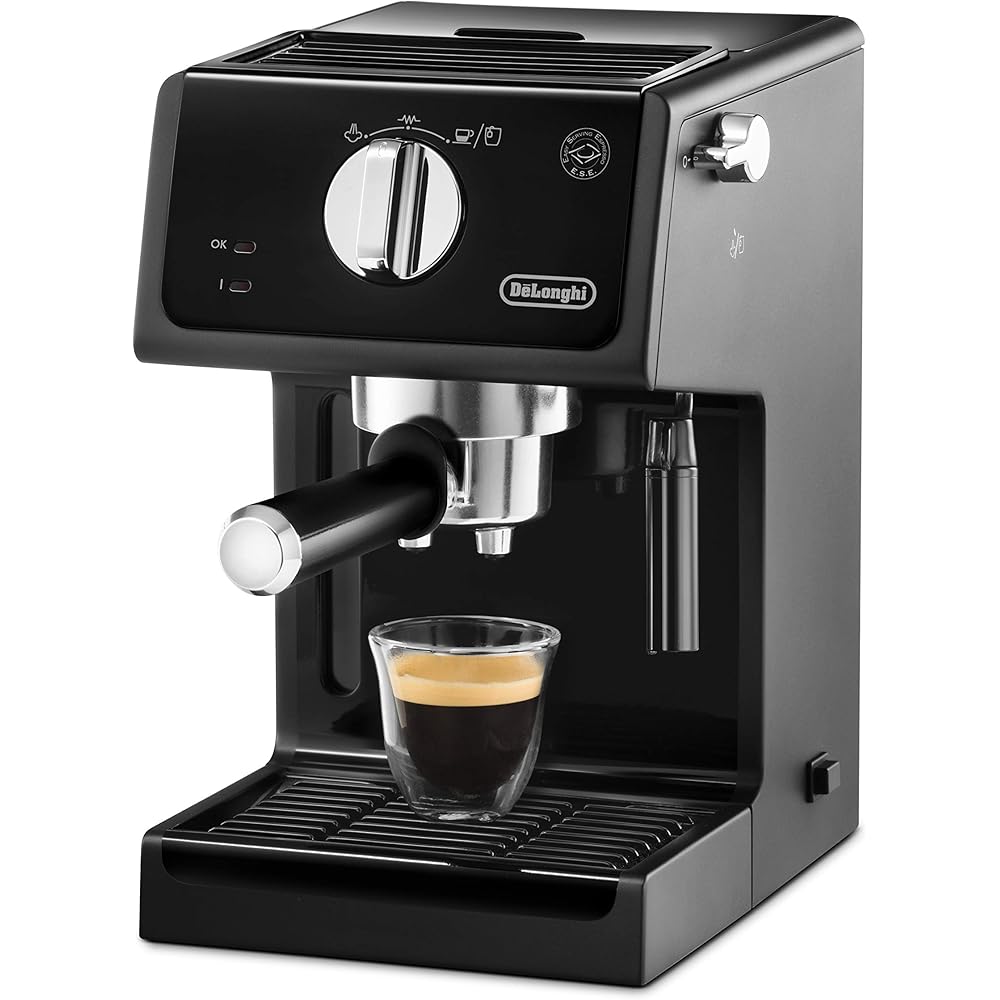 De'Longhi Machine à expresso ECP 31.21 | Porte-filtre avec finition aluminium | Buse de mousse de lait | 1 ou 2 tasses Espresso | Convient également pour les dosettes | Noir : Cuisine et Maison