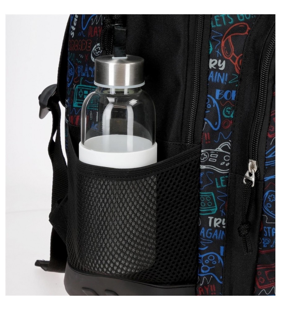 Roll Road Mochila Escolar Roll Road Next Level con carro Dos Compartimentos negro -33x44x17cm-