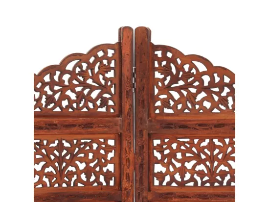Cloison de séparation 4 panneaux Marron 160x165cm Bois manguier