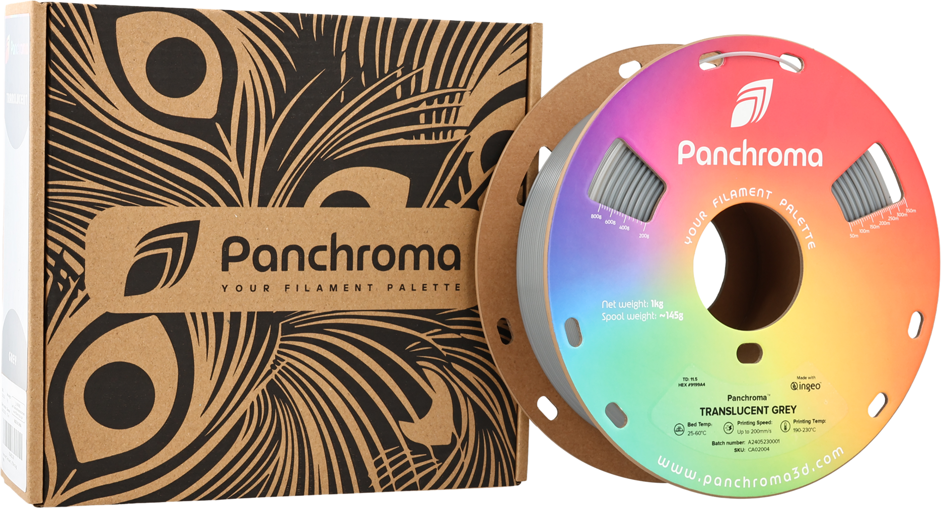 Polymaker  Panchroma™ PLA Translucent Grey, 1,75 mm / 1000 g    Faszinierende Lichteffekte in Grau