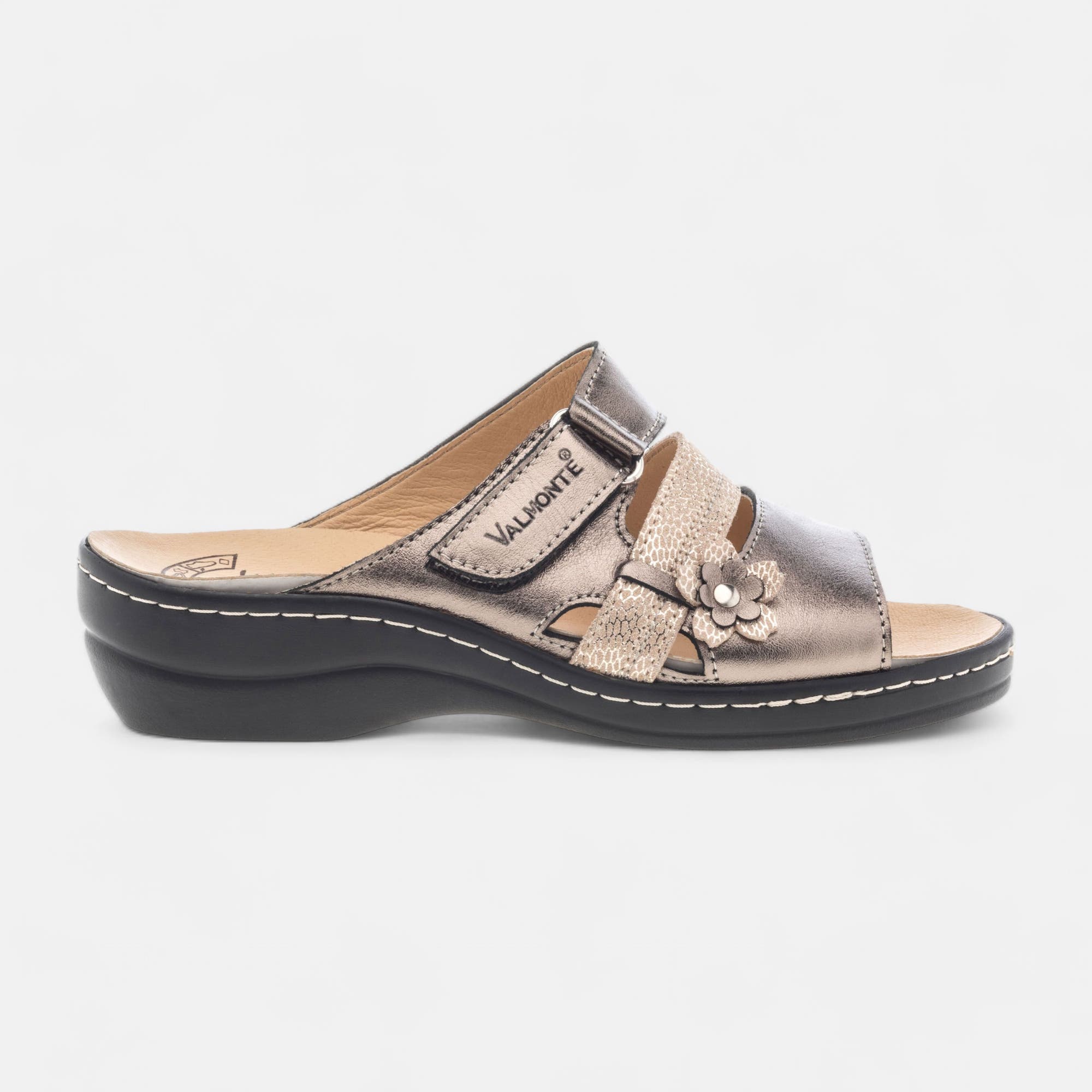 Nu-pieds confort Femme en cuir bronze