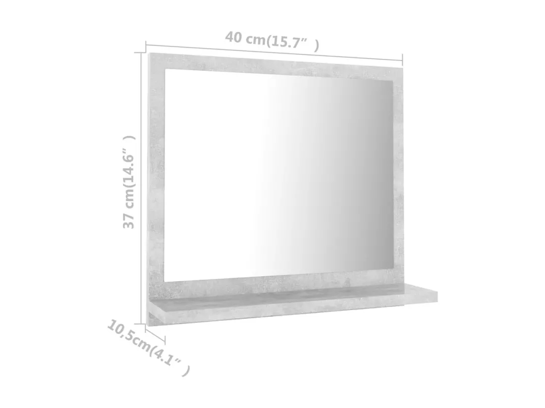 Miroir de salle de bain Gris béton 40x10,5x37cm Bois ingénierie