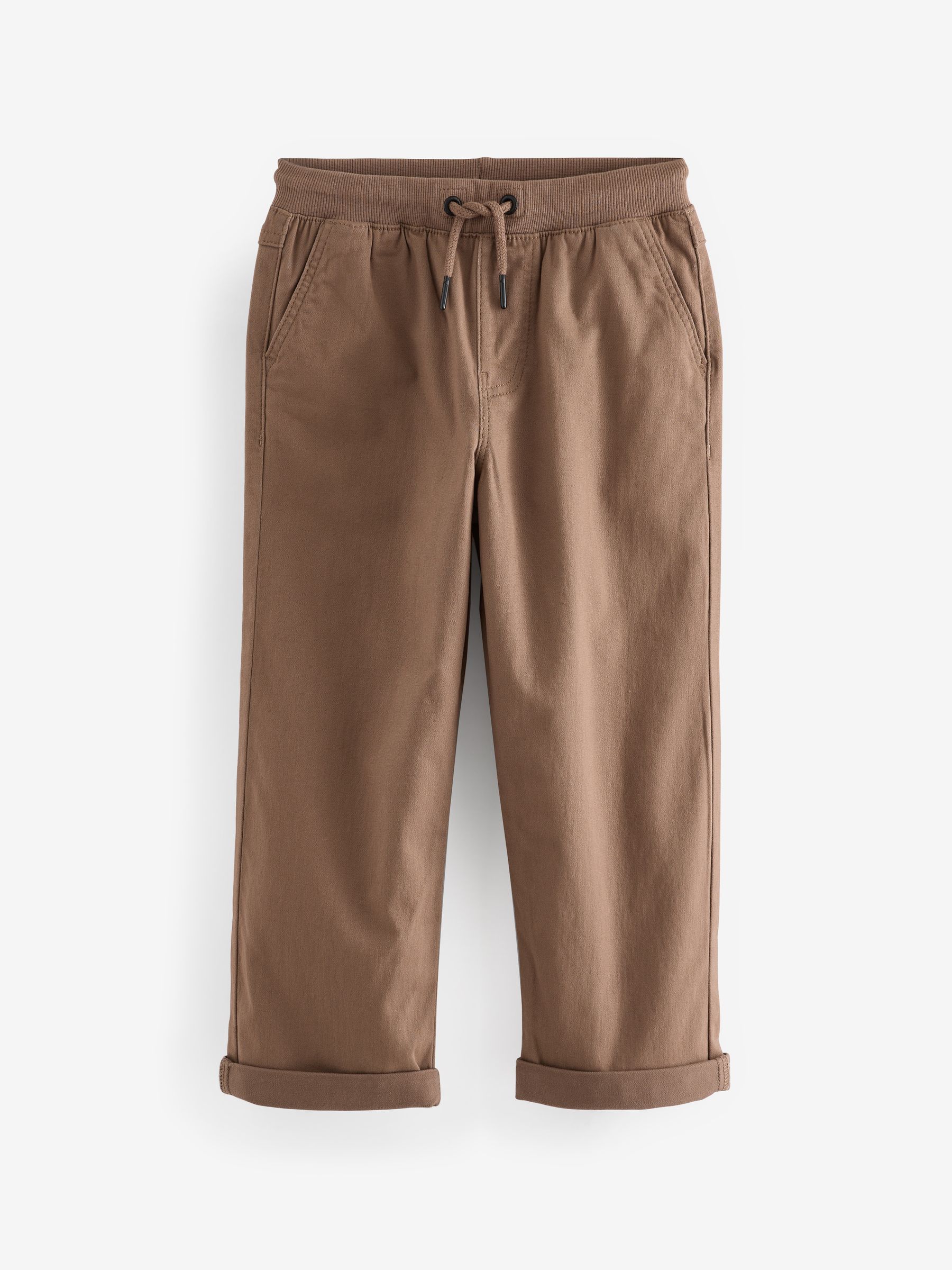 Lichtbruin - Broek met geribde elastische taille (3-16 jr)