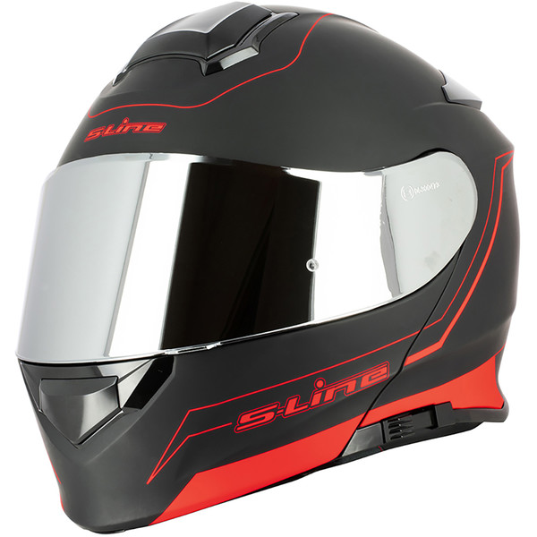 S-Line - Casque Dual Face S550 Noir Mat / Rouge Mat