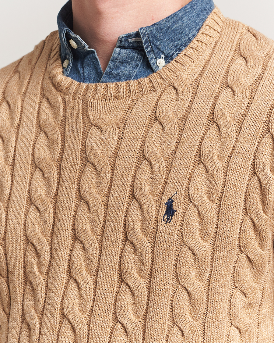 Polo Ralph Lauren Cotton Cable Pullover Camel Melange