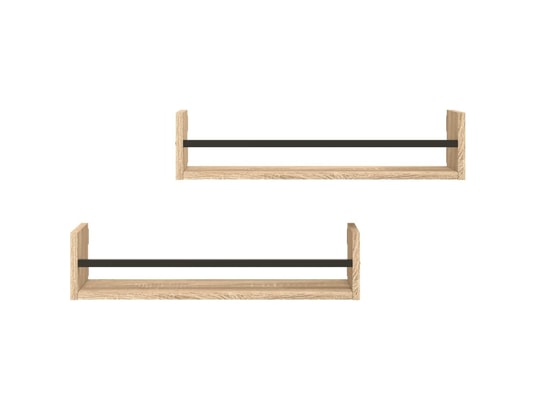 VIDAXL - Etagère murale étagères murales avec barres 2 pcs chêne sonoma 60x16x14 cm