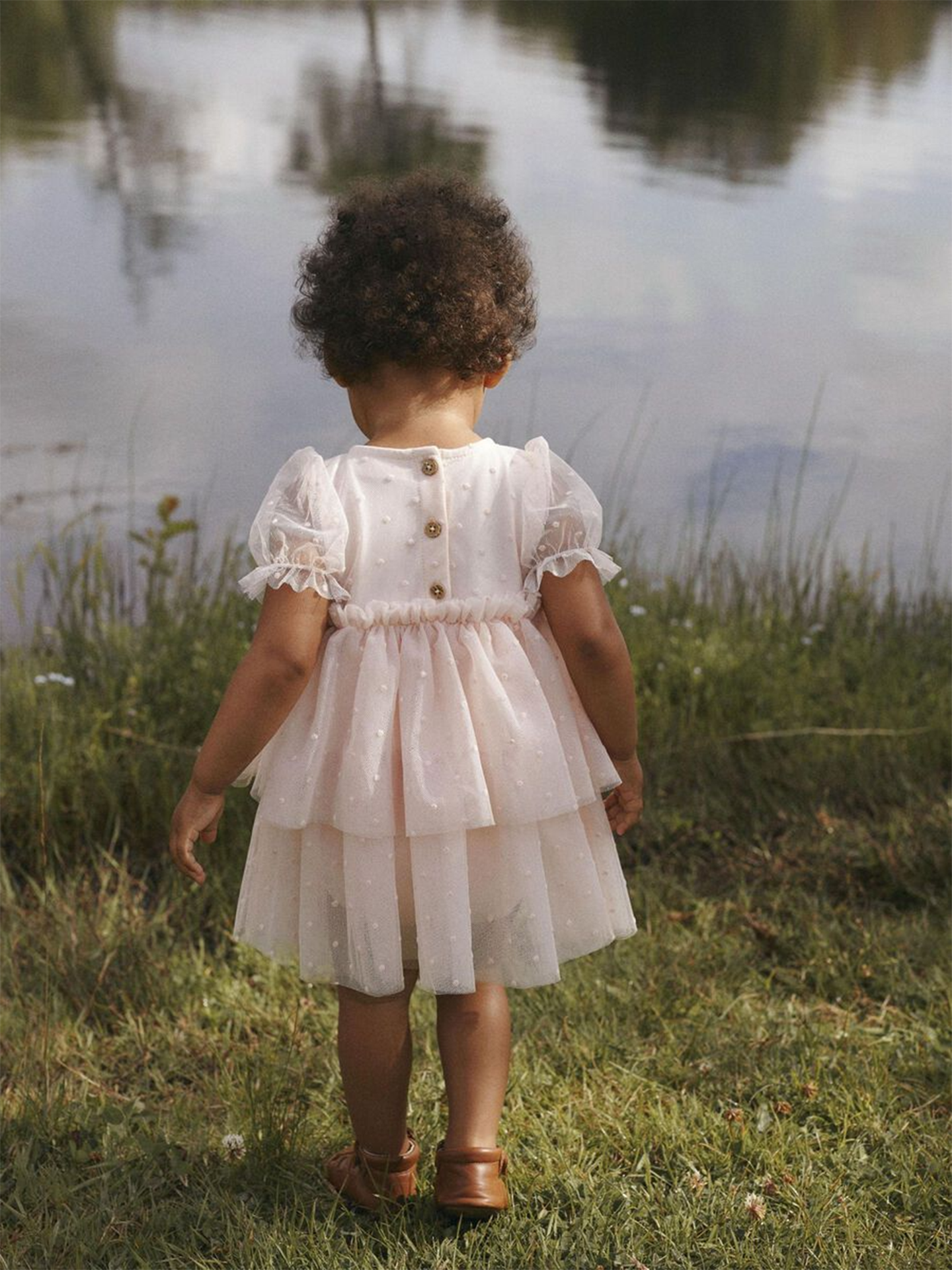 Frilla Short Sleeve Loose Tulle Body Dress
