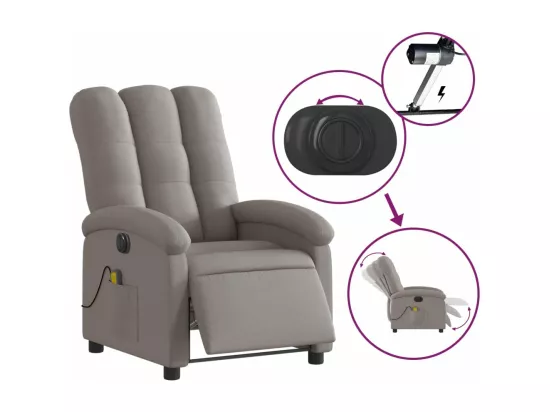 Fauteuil massant inclinable électrique Taupe Tissu
