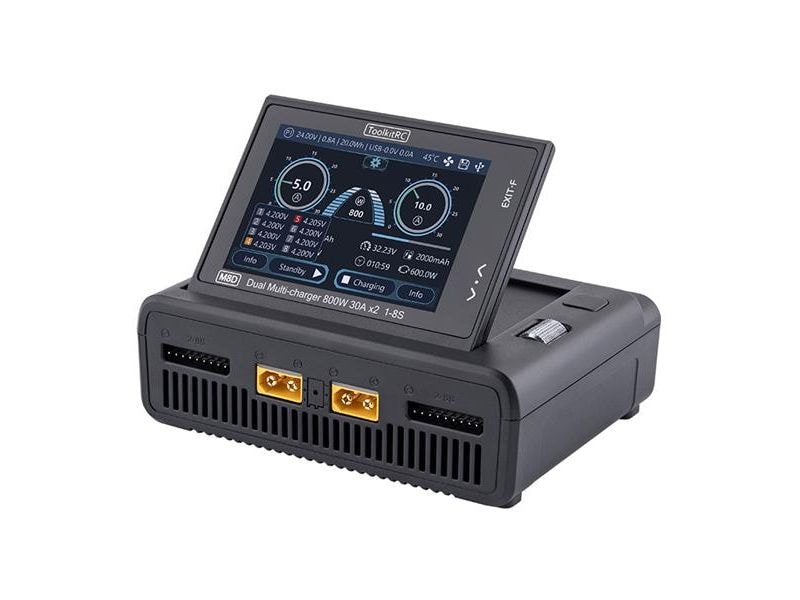 ToolkitRC Dual-Ladegerät M8D 1600W DC, 1-8S Leistungsstarkes Modellbau Ladegerät mit zwei Ausgängen