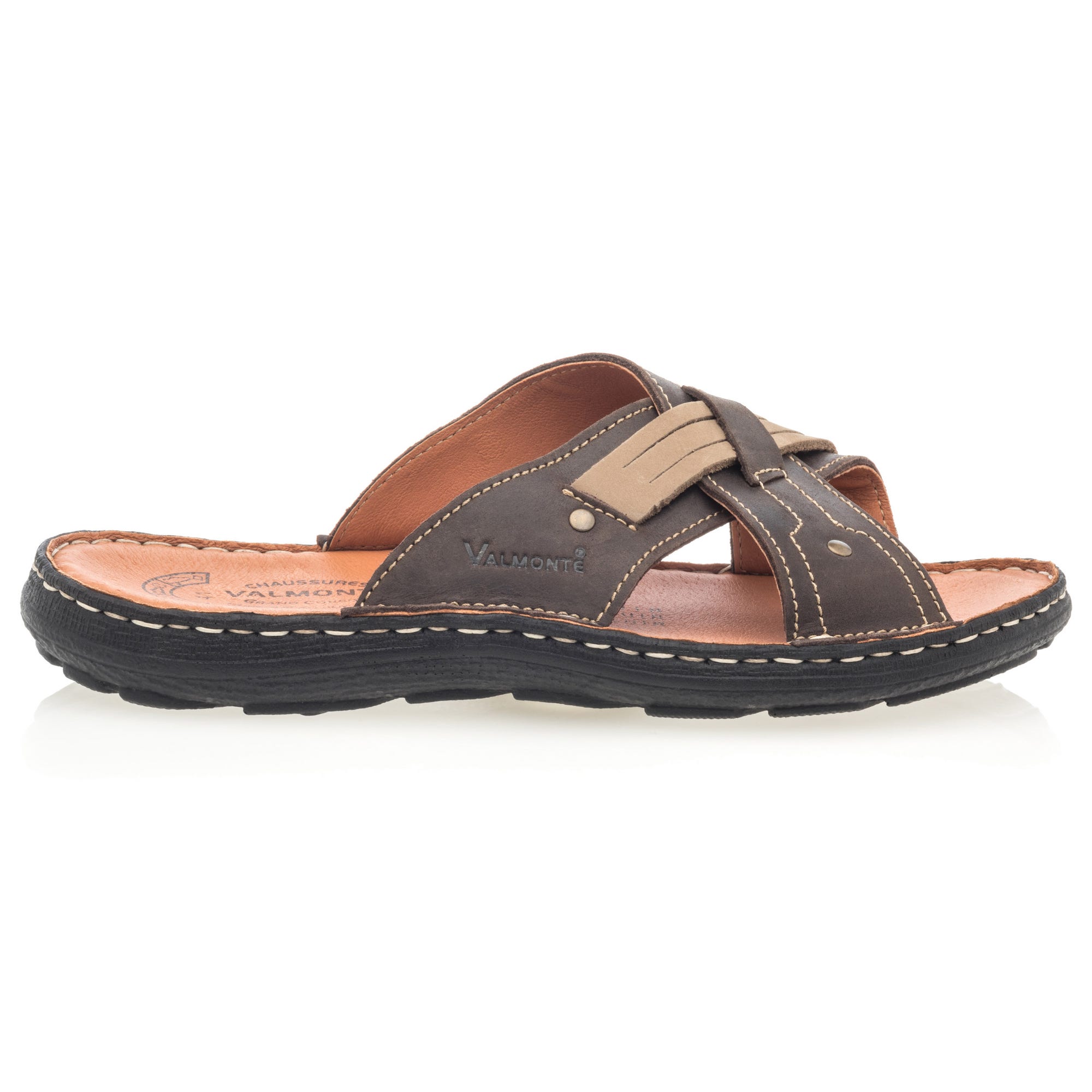Nu-pieds Homme en cuir marron