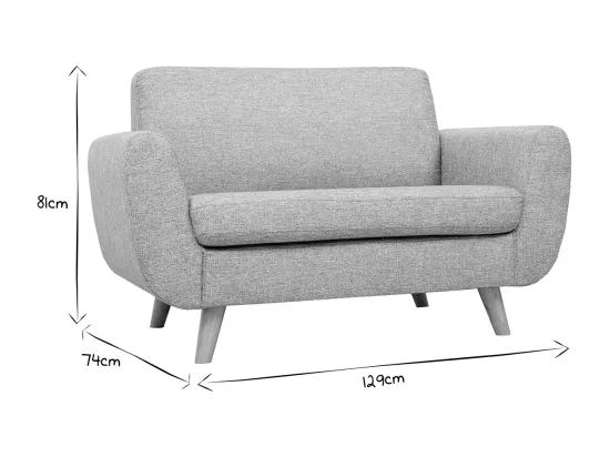 Canapé scandinave 2 places en tissu bleu canard et bois clair PURE